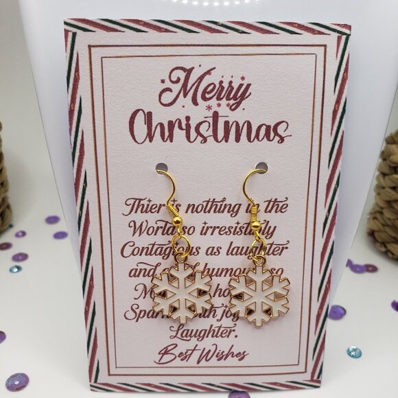 Hand Made Earrings Christmas Snow Flakes - Picture 1 of 1